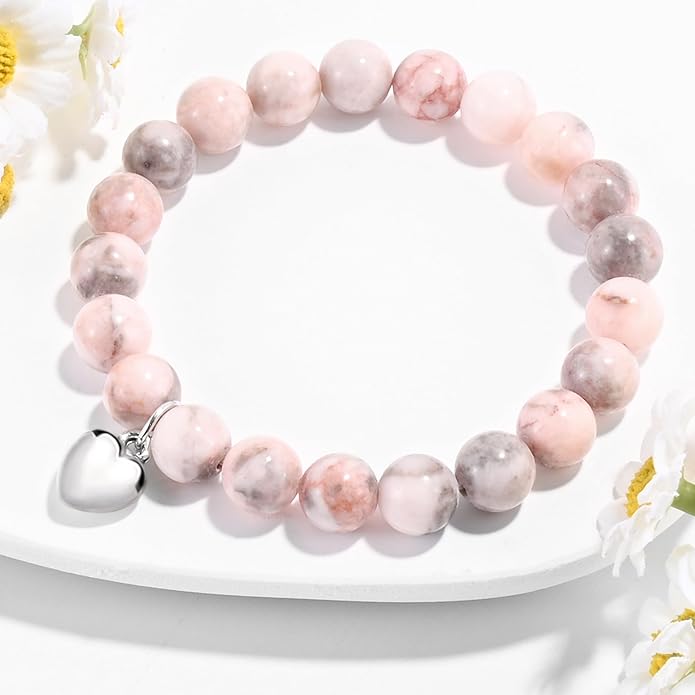 VIBILIA Cross Beaded Bracelets for Women, Inspirational Natural Heart Religious Bracelets for Women, Birthday Christian Gifts for Women on Thanksgiving Christmas Gifts