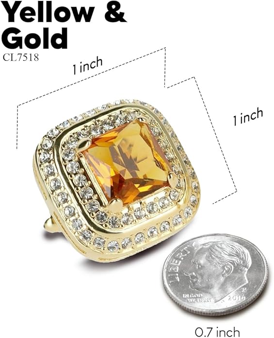 Vittorio Vico Square Colored Crystal Double Diamond Set Cufflinks