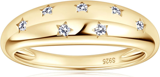 Moissanite Ring for Women D Color VVS1 Clarity 7 Star Ring 925 Sterling Silver Chunky Stackable Bands for Women or Men