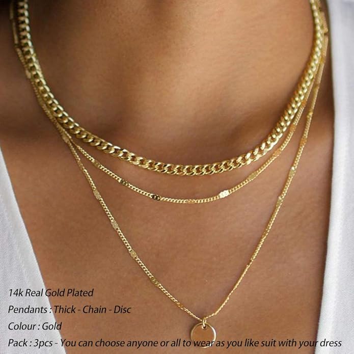 Turandoss Gold Layered Necklaces for Women - 14K Gold Plated Handmade Multilayer Bar Pearls Coin Disc Moon Butterfly Medallion Adjustable Dainty Layered Choker Necklaces for Women Jewelry