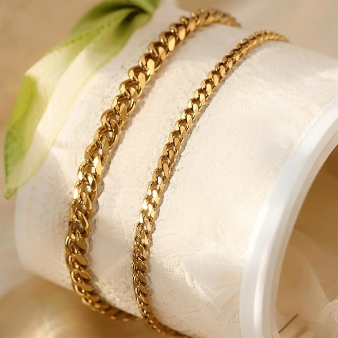 Ankle Bracelets For Women Waterproof Adjustable Ankles 18KGold Plated Dainty Trendy Layered Cuban Link Chain Anklets Set Beach Jewelry