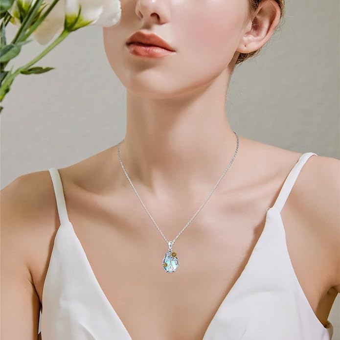 CHENGHONG Sunflower Necklace 925 Sterling Silver Tree of Life Necklace Daisy/Rose/Sunflower Pendant Necklace Sunflower Jewelry Gifts for Women Mom