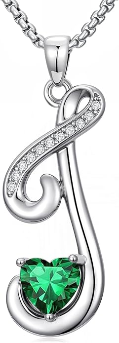 Christmas Gifts for Women Alphabet A to Z Initial Birthstone Pendant Necklaces for Women - 18k White Gold Plated Personalized Name Jewelry Valentine Mothers Day Birthday Gifts for Women Her Girlfriend
