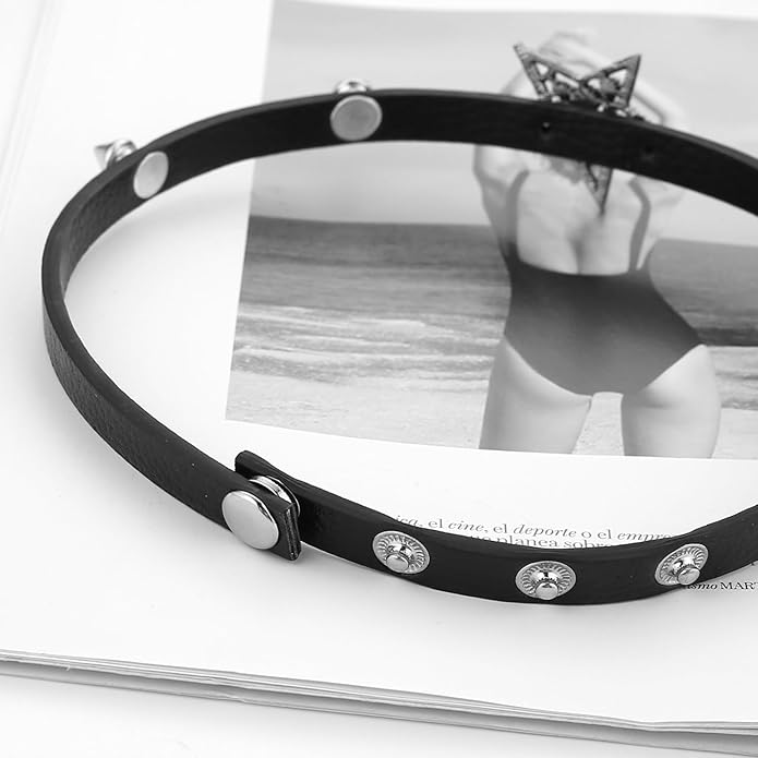 HZMAN Adjustable Goth Black Choker Necklace for Women 90s Collar, Emo Accessories