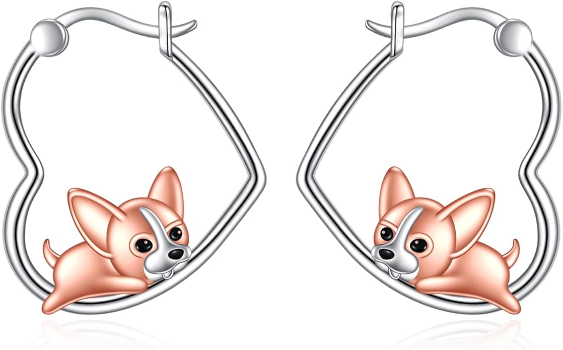 YFN Animal Earrings Sterling Silver Animal Heart Hoop Dangle Earrings Cute Jewelry Gifts for Women