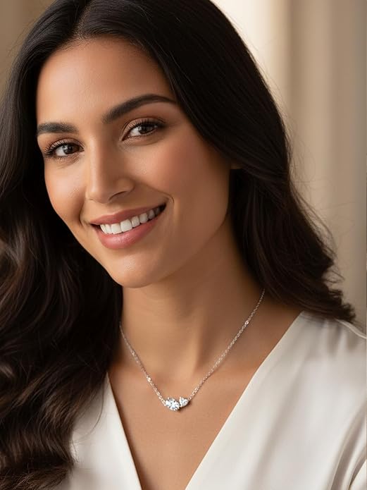 CYW Moissanite/Ruby/Sapphire/Emerald Dainty Pendant Necklace for Women, Novelty Design, Really Authentic Solid 925 Sterling Silver, 16"/18"/20" Adjustable, Birthday Anniversary Valentines Gift