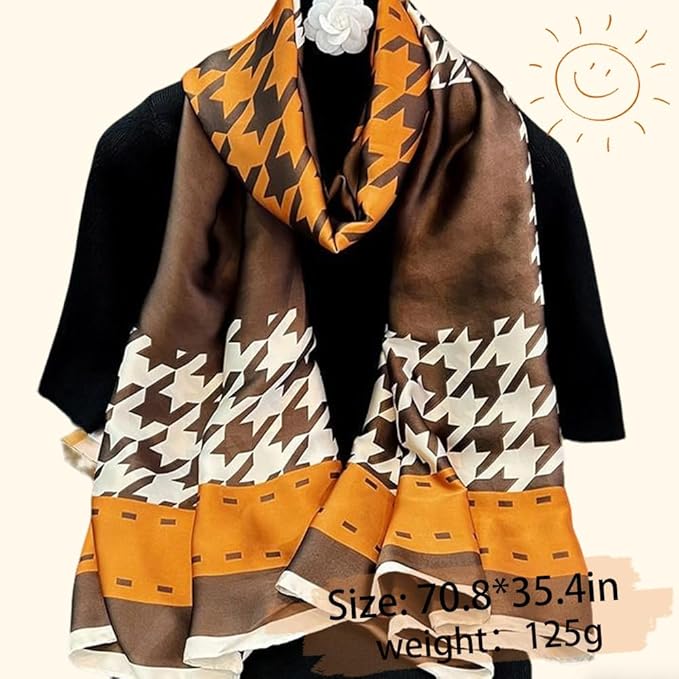 Clysoru Silk Scarf For Women Hair Scarves Lightweight Satin Elegant Shawl Wraps Bufanda Mujer Fashion Accessories 70.8"X35.4"