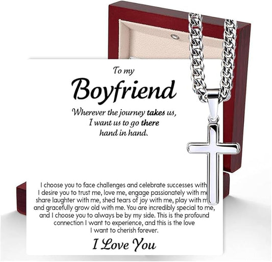 VIRAGIL To My Man Necklace Chain for Men, Silver Stainless Steel Chain Jewelry, Romantic Gift from Partner for Birthday Valentine or Everyday Wear with Meaning
