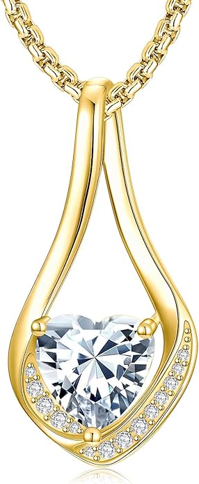 Birthstone Necklaces for Women,18k Yellow/White Gold Plated Forever Love Heart Infinity Pendant Necklace Anniversary Jewelry Christmas Birthday Gifts for Women Her Wife Girlfriend