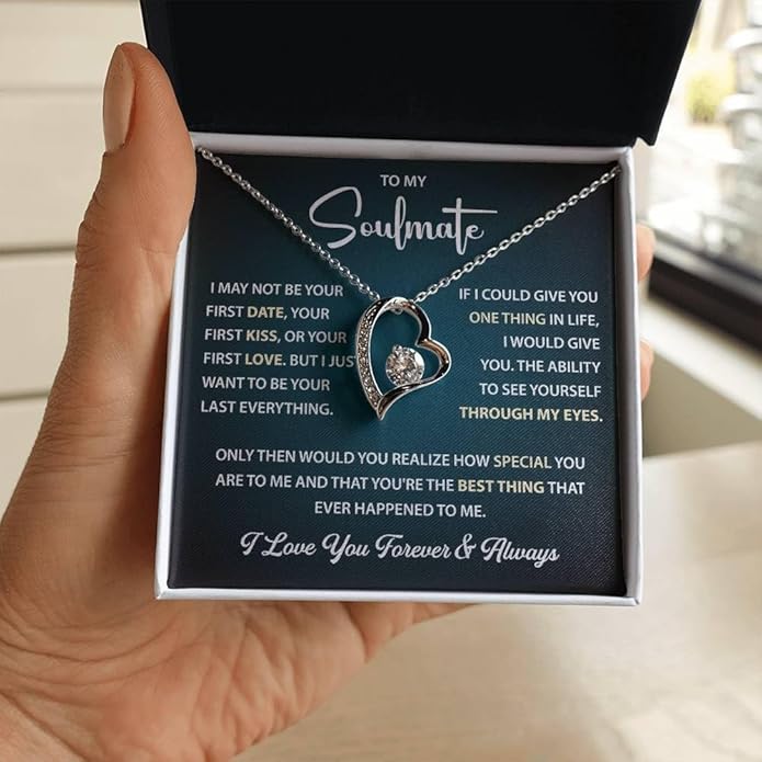 To My Beautiful Soulmate Necklace Romantic Gift for Girlfriend Wife With Message Card & Gift Box, Perfect for Anniversary Birthday Christmas or Valentine’s Day