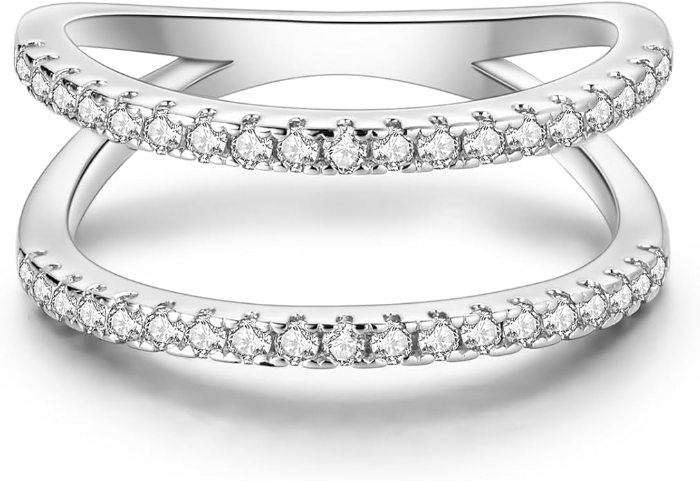 NARMO 925 Sterling Silver Rings for Women Evil Eyes Rings Entwined Line Cubic Zirconia Rings Simple Stackable Finger Rings Engagement Ring Personality Rings Size 6-9