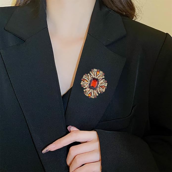 YOQUCOL Vintage Austrian Crystal Rhinestone Flowers Shaped Brooch Pin for Women Girls Lapel Pin for Sweater,Coat Dress Accessories