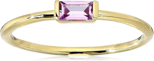 Amazon Essentials 18K Yellow Gold Plated Sterling Silver Cubic Zirconia Fashion Stackable Ring