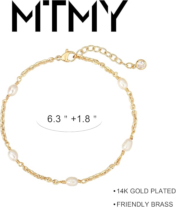 MTMY Gold Chain Bracelet for Women 14K Gold Plated Dainty Bracelets with Adjustable Chain Cute Bracelet Gold Trendy Jewelry