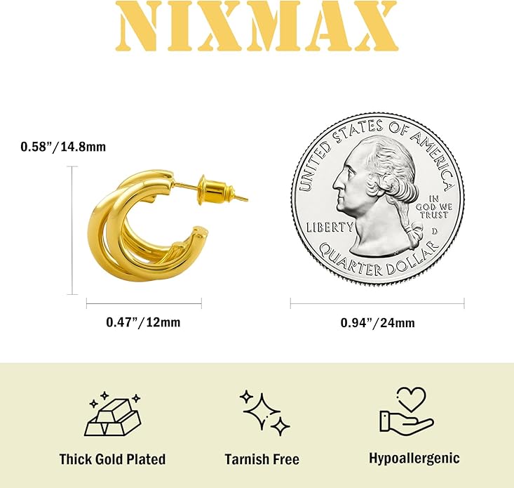 NIXMAX Chunky Small Knot Earrings Gold Silver Geometric Earrings for Women Dainty Gold and Silver Plated Dangle Drop Earrings Hypoallergenic and Lightweight Fashion Trendy Jewelry Gifts