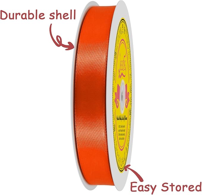 LEEQE Double Face Autumn Orange Satin Ribbon 7/8 inch X 100 Yards Polyester Autumn Orange Ribbon for Gift Wrapping Very Suitable for Weddings Party Hair Bow Invitation Decorations and More