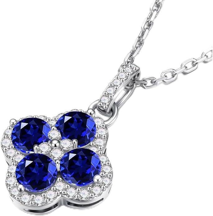 Iefil Valentines Day Gifts for Her - 925 Sterling Silver Birthstone Clover Necklace for Women, Anniversary Birthday Gifts for Women Wife Girlfriend Mom