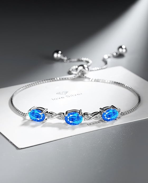 Italian Sterling Silver Women's Tennis Bracelets | Ladies' Sterling Silver Rope Adjustable Bracelet with Crystals | Gift for She