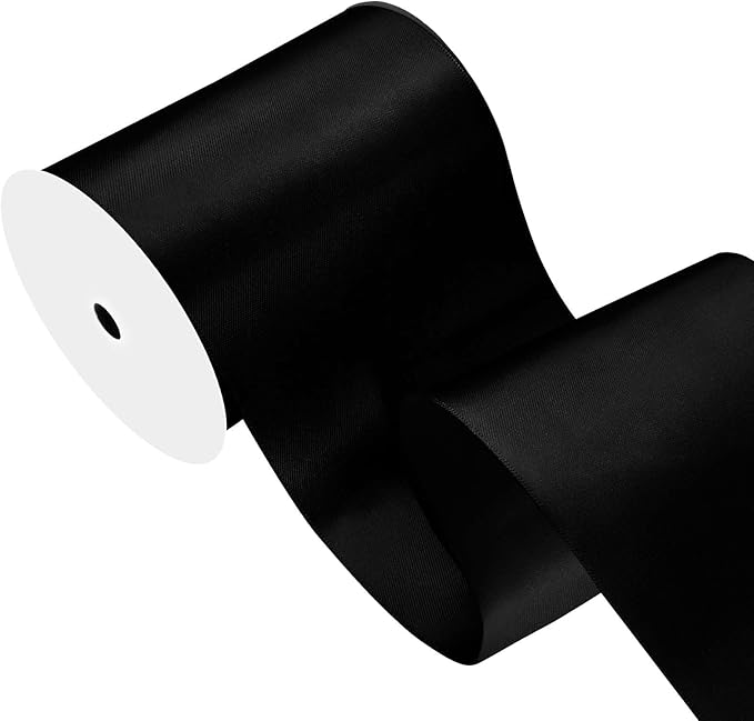 LEEQE Black Satin Ribbon 4 inch X 15 Yards Polyester Ribbon for Gift Wrapping Very Suitable for Weddings Party Hair Bow Invitation Decorations and More