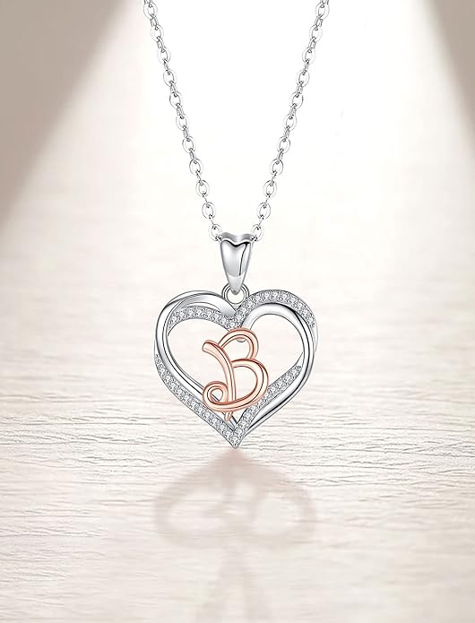 INFUSEU Unique Initial Necklaces for Women Girls Small Heart Letter Jewelry, Meaningful Personalized Gifts