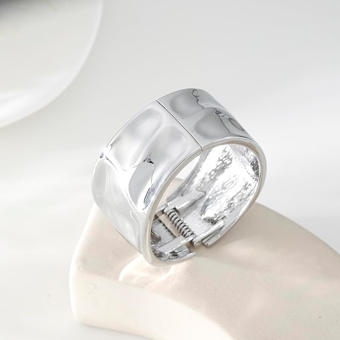 Bangle Bracelets for Women | 14K Gold Plated Trendy Wide Bracelets | Hinged Arm Cuff Bangles Chunky Bracelet for Women