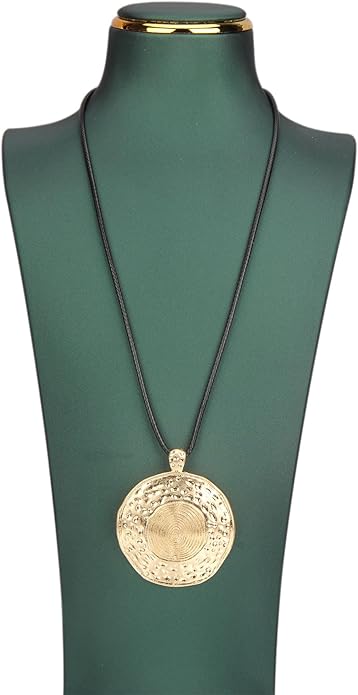 Boho Necklaces for Women Chunky Circle Necklace Layered Boho Circle Leather Choker Necklace Long Vintage Necklaces Bohemian Jewlery Gifts