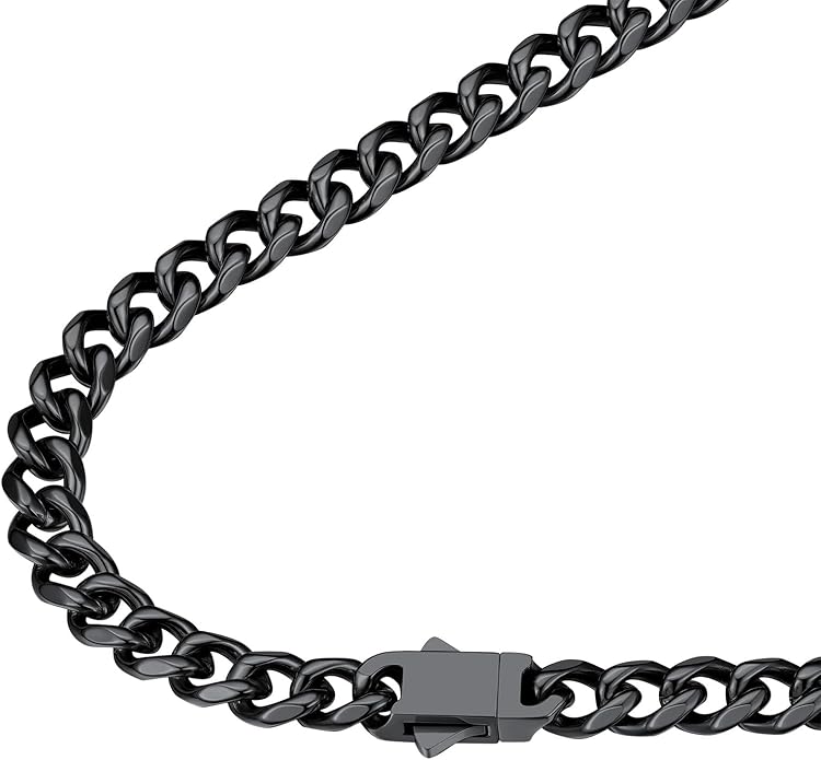 FindChic Cuban Link Chain for Men, 6/9/12mm Necklace Chain, Black/Gold Plated/Stainless Steel Necklace, Hypoallergenic & Tarnish-Proof Men's Jewelry Hip Hop Accessories, 18-30" Length Options