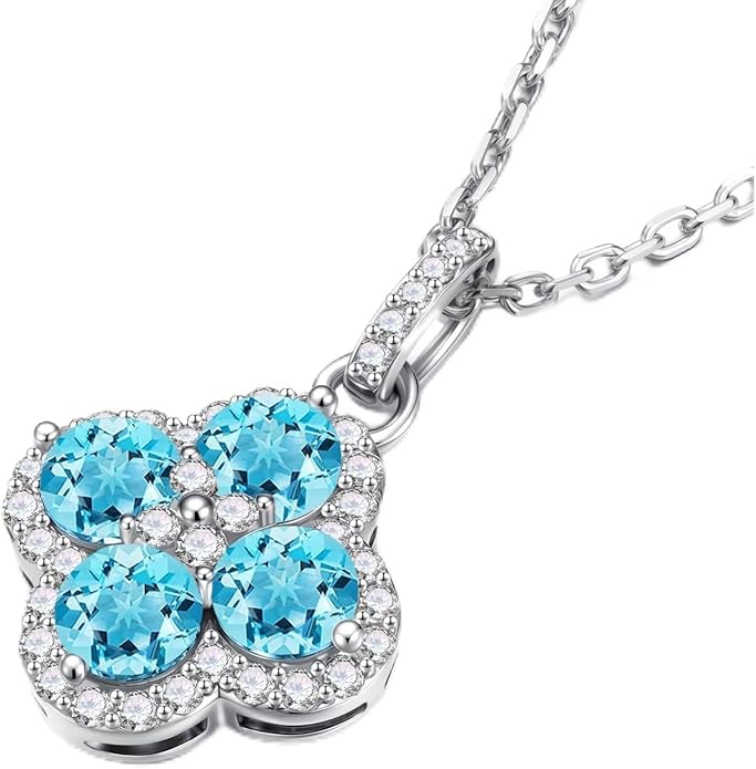 Iefil Valentines Day Gifts for Her - 925 Sterling Silver Birthstone Clover Necklace for Women, Anniversary Birthday Gifts for Women Wife Girlfriend Mom