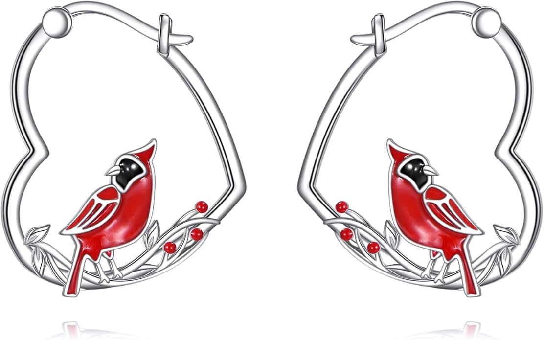 YFN Animal Earrings Sterling Silver Animal Heart Hoop Dangle Earrings Cute Jewelry Gifts for Women