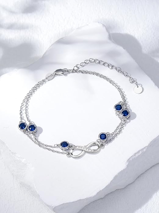 Dorunmo Anklet Bracelets for Women 925 Sterling Silver Infinity Anklets Bracelets Birthstone Jewelry Gifts for Mom Wife
