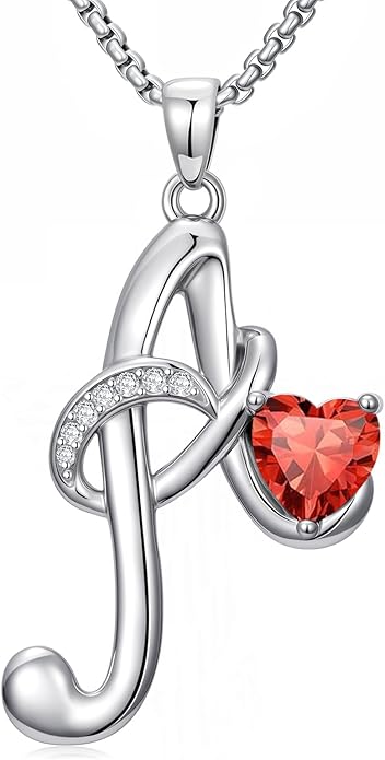 Christmas Gifts for Women Alphabet A to Z Initial Birthstone Pendant Necklaces for Women - 18k White Gold Plated Personalized Name Jewelry Valentine Mothers Day Birthday Gifts for Women Her Girlfriend
