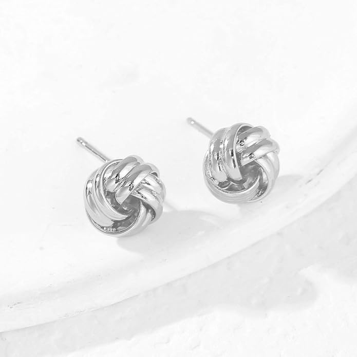 14K Gold Plated Knot Earrings for Women Gold Silver Earrings Heart Link Drop Dangle Earring Chunky Golden Knotted Statement Jewelry