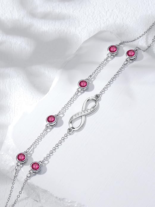 Dorunmo Anklet Bracelets for Women 925 Sterling Silver Infinity Anklets Bracelets Birthstone Jewelry Gifts for Mom Wife