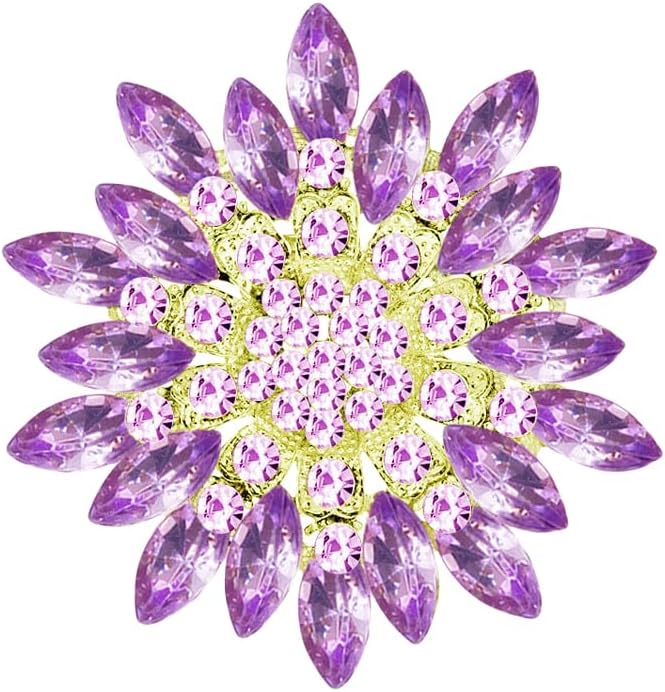 Large Crystal Flower Brooch Pin for Women Red purple pink green Rhinestone Flower Lapel Pin Wedding Party Birthday Dance Banquet Dress Suit Ceremony Clothes Hat Bag Accessories Jewelry