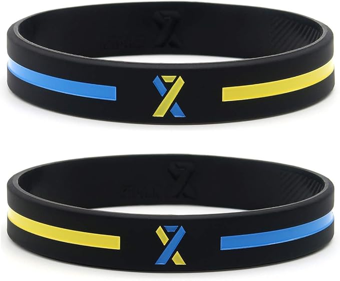 (12-Pack) Down Syndrome Awareness Ribbon Bracelets - Wholesale Pack of 1 Dozen Unisex Silicone Rubber Wristbands in Bulk for Men Women…