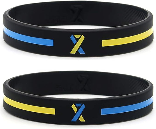 (12-Pack) Down Syndrome Awareness Ribbon Bracelets - Wholesale Pack of 1 Dozen Unisex Silicone Rubber Wristbands in Bulk for Men Women…