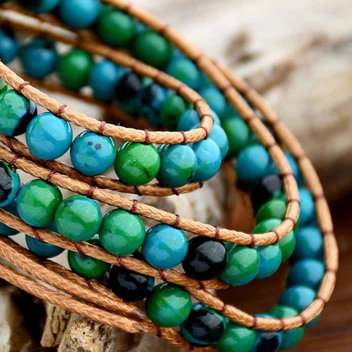 ZOSOJONA Boho Wrap Bead Bracelet for Women - Handmade Adjustable Natural Stone Beaded Bracelets Rope Yoga Healing Bracelet Bangle Hippie Jewelry