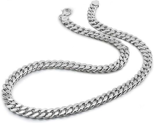 Dankadi Fashion 925 Sterling Silver Solid Miami Cuban Link Chain Necklace 8MM & 12MM- Curb Cuban Thick Big Link Choker For Men 20 "22" 24 "26" 28" Fine Jewelry