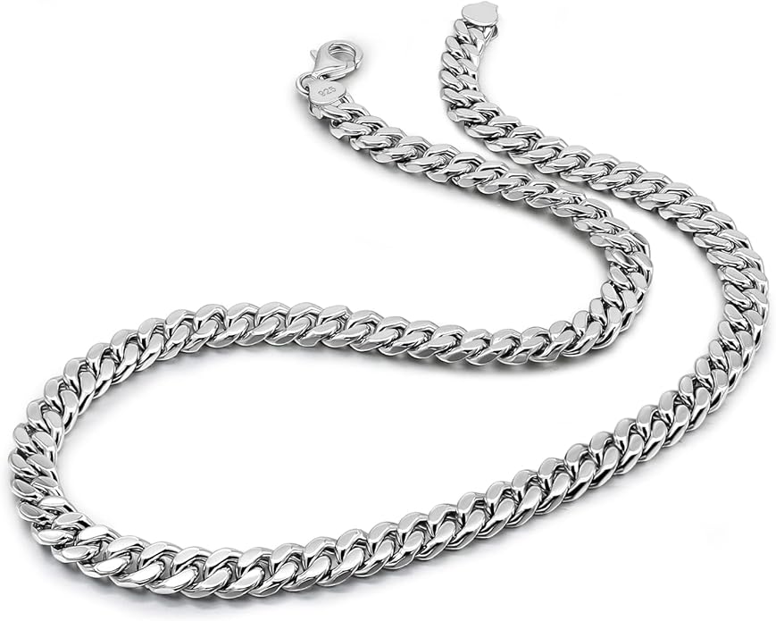 Dankadi Fashion 925 Sterling Silver Solid Miami Cuban Link Chain Necklace 8MM & 12MM- Curb Cuban Thick Big Link Choker For Men 20 "22" 24 "26" 28" Fine Jewelry