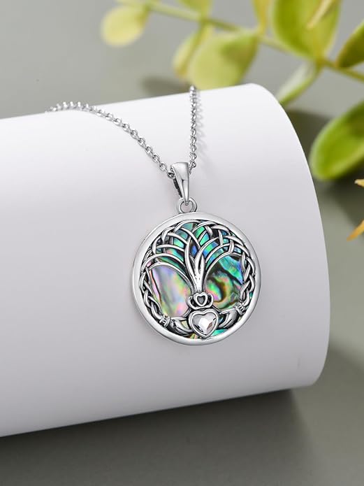 Seiyang 925 Sterling Silver Mustard Seed/Cross/Star of David/Triquetra Trinity Knot/Celtic/Claddagh Necklace Christian/Irish Jewelry Gifts for Women Mom Her