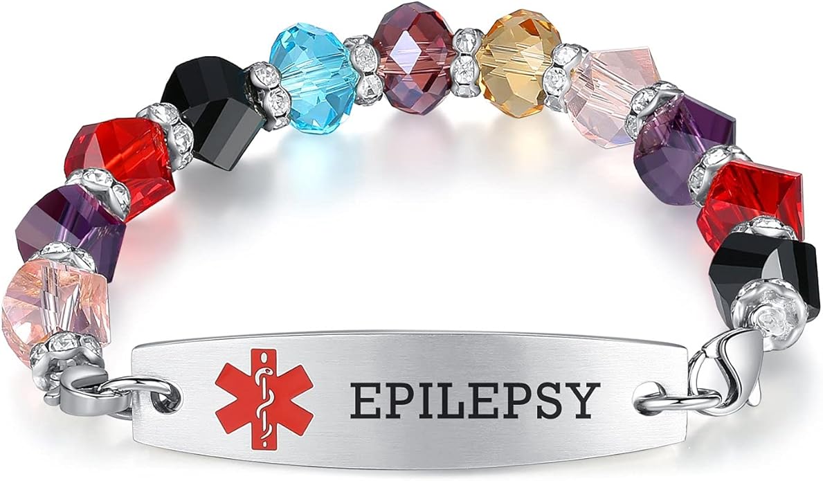mnmoom 7.5 inch interchangeable Medical id bracelets for Women beads Medical alert bracelets with customize engraving