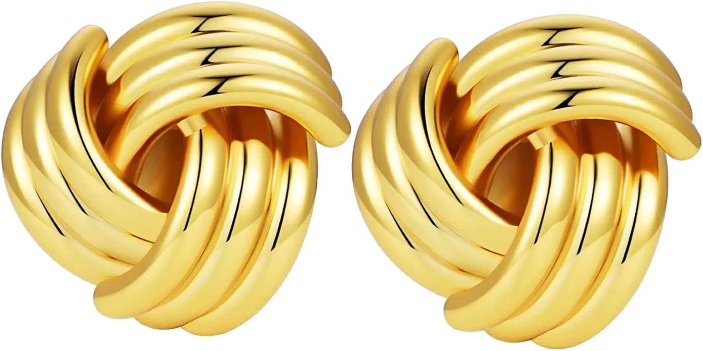 Trendy 14K Gold Plated Knot Earrings are Thick and Charming Pendant Earrings for Women They are Lightweight Hypoallergenic Fashion Accessories Jewelry Gifts for Women