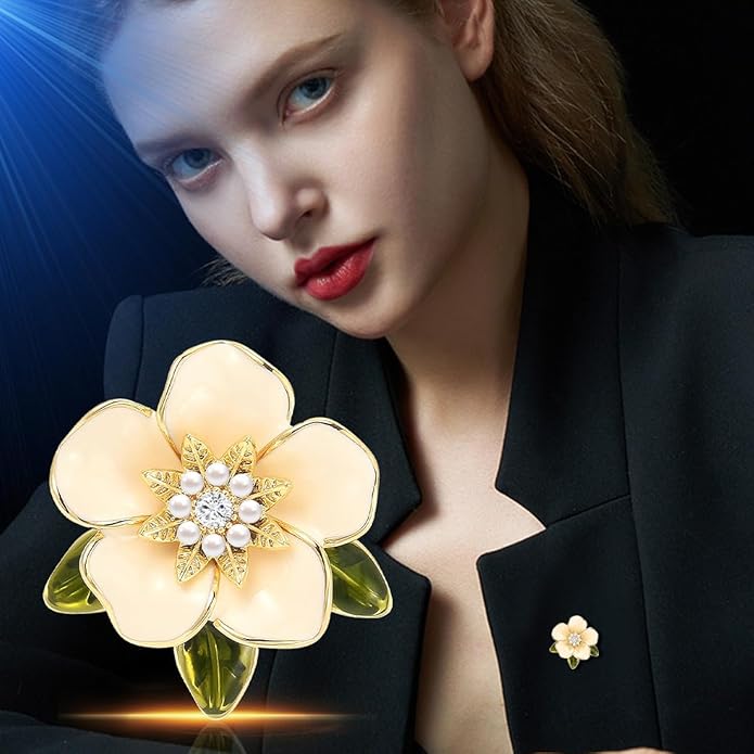 UNVAK Rhinestone Flower Brooch - Crystal Flower Pin for Women - Valentine's Day & Mother's Day Gift