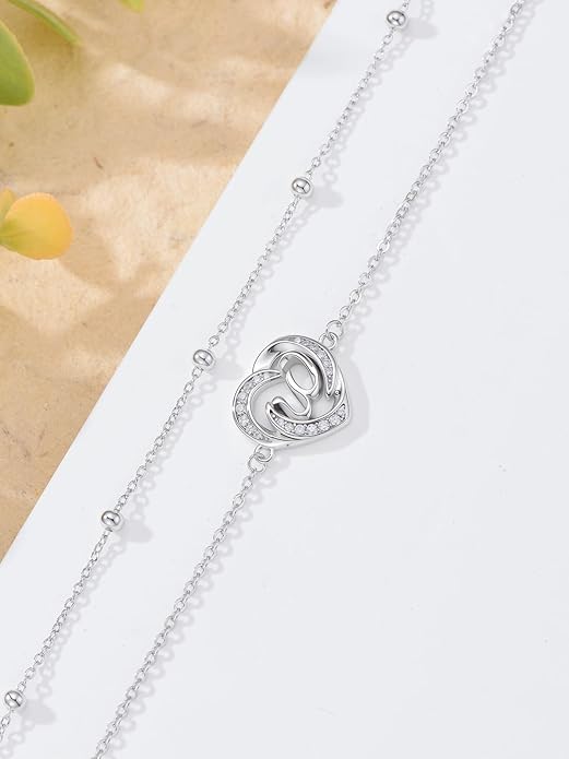 Dorunmo Initial Anklet 925 Sterling Silver Letter A-Z Layered Heart Anklet Beach Jewelry Birthday Gifts for Women