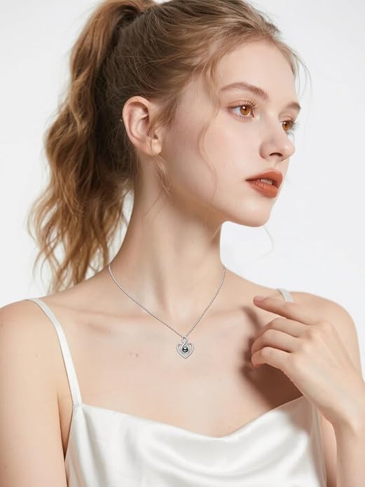 KANNSOAR Tahitian Black Pearl AAAA 18K White Gold Plated Sterling Silver Heart Pendant Necklace for Women Wife Mom Girlfriend Valentine Her Jewelry Gift for Anniversary Birthday Christmas