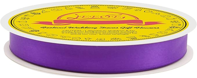 LEEQE Double Face Purple Satin Ribbon 5/8 inch X 50 Yards Polyester Purple Ribbon for Gift Wrapping Very Suitable for Weddings Party Invitation Decorations and More