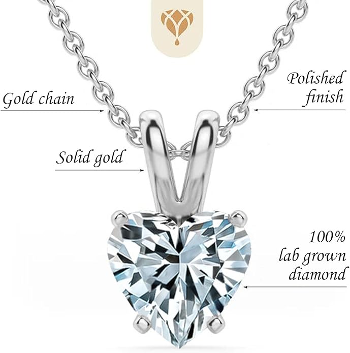 The Diamond Deal 1/4 Carat - 5 Carat | IGI Certified Lab Grown Diamond Pendant Necklace For Women | 14K White, Yellow Or Rose Gold | Lab Created Solitaire Lab-Grown Diamond Pendant Necklace