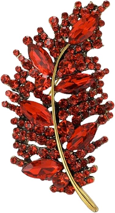 Rhinestone Leaf Brooches for Women Men,Vintage Plant Leaf Lapel Pins Sparkling Crystal Feather Brooch Collar Pins Clothing Bags Hats Christmas Birthday Jewelry