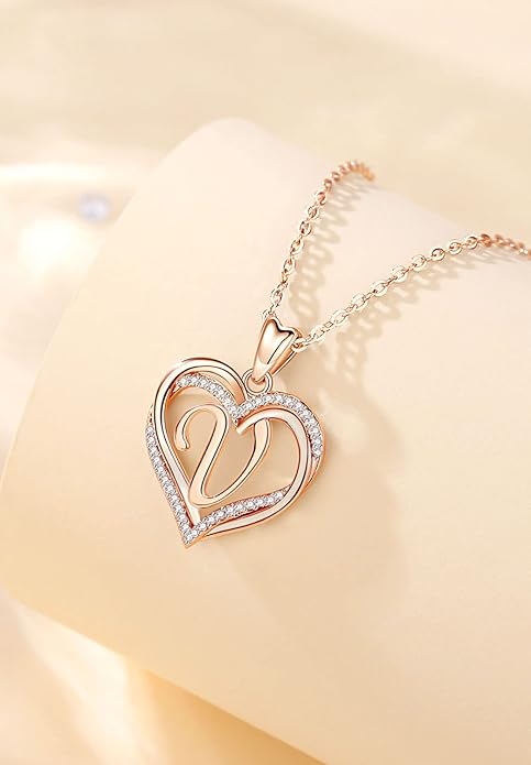 INFUSEU Unique Initial Necklaces for Women Girls Small Heart Letter Jewelry, Meaningful Personalized Gifts