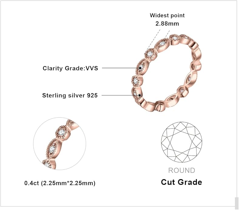 JewelryPalace 14K Gold Plated 925 Sterling Silver Rings for Women, Cubic Zirconia Promise Rings for Her, Stackable Wedding Bands Rings for Women Set Size 4-12